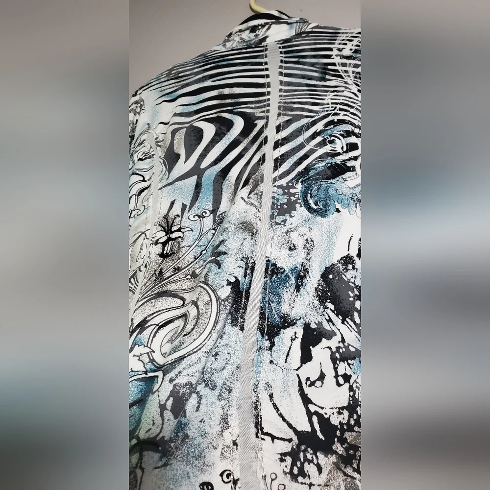 XL Bagutti Collection Women’s Blazer Jacket Abstract Animal Print Button Front - Picture 15 of 15